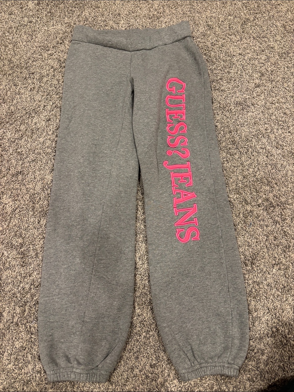 Guess Women Gray Sweatpants with Hot Pink Logo